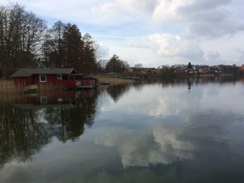 Scenic view of lake against sky