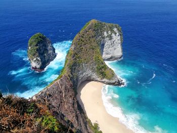 High angle view of rocks on beach