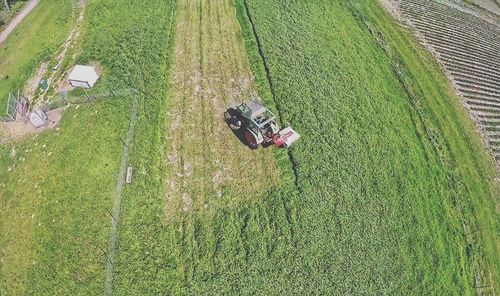 High angle view of car on road