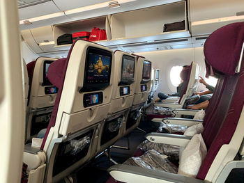 View of empty seats in airplane