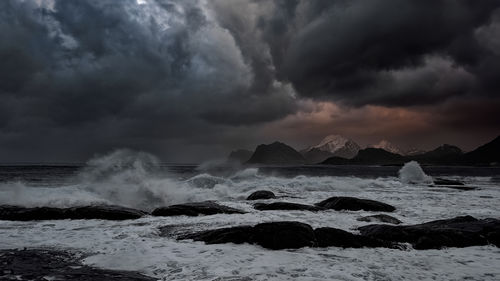 Scenic view of sea against sky during sunset