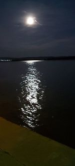 Scenic view of sea against sky at night