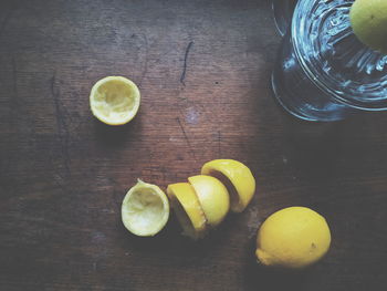 Directly above shot of lemons on table