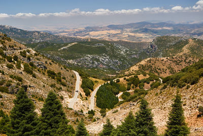 High angle view of landscape against sky