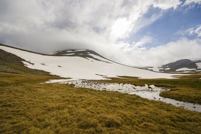 Amazing and beautiful mountain range landscape, peak and hill in georgia.