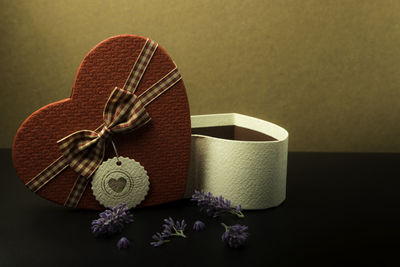 Close-up of paper decoration on table