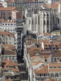 High angle view of buildings in city