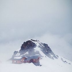 Scenic view of snow covered mountains