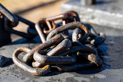 Close-up of rusty chain