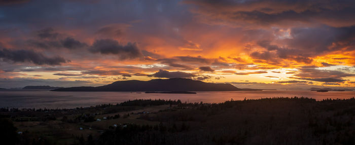 Dramatic sunset over orcas island, washington. 