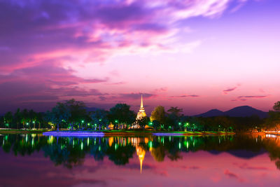 Sukhothai historical park, the old town of thailand, at twilight