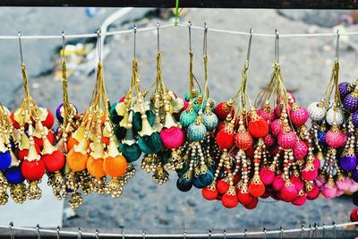 Close-up of multi colored for sale at market stall