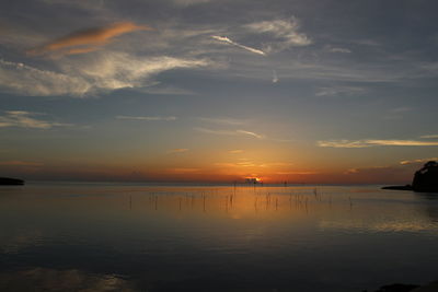Scenic view of calm sea at sunset