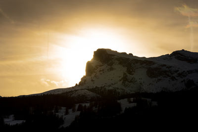 Scenic view of silhouette mountains against sky during sunset