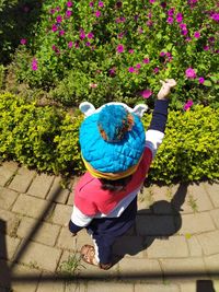 View of person on a footpath