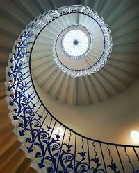 Low angle view of spiral staircase of building
