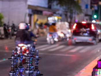 Traffic on city street at night