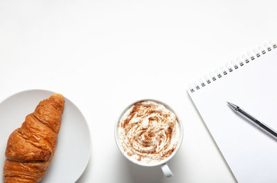 High angle view of food on white background