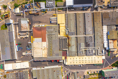 High angle view of buildings in city