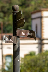 Close-up of information sign