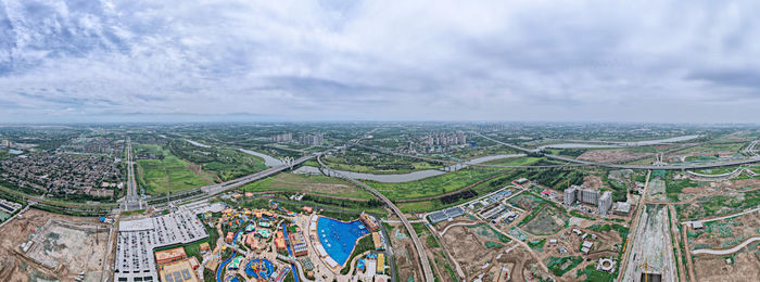 High angle view of buildings in city