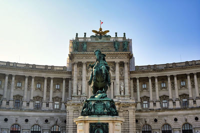 Low angle view of statue of building