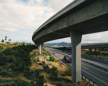 Bridge over road against sky