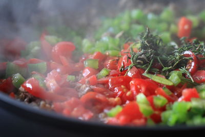 Close-up of chopped fruits in plate