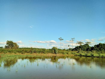 Scenic view of lake against sky