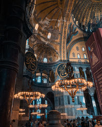 Low angle view of illuminated ceiling of building