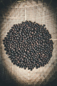 High angle view of coffee beans