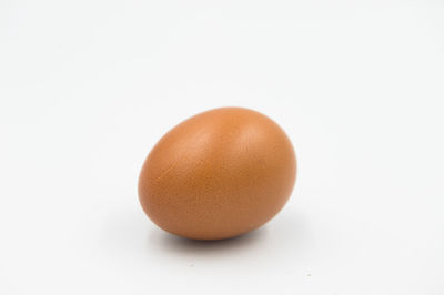 Close-up of egg against white background