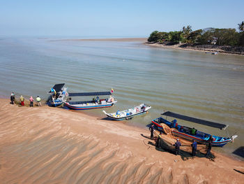 High angle view of people on beach