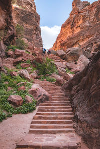 Low angle view of steps leading towards mountain