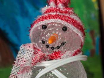 Close-up of plastic snowman