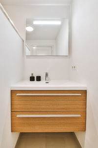White table in bathroom at home