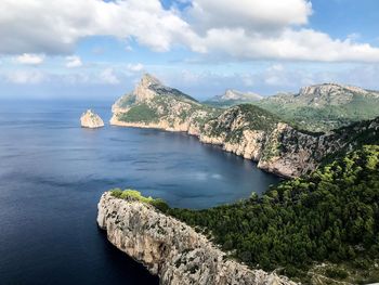 Scenic view of bay against sky