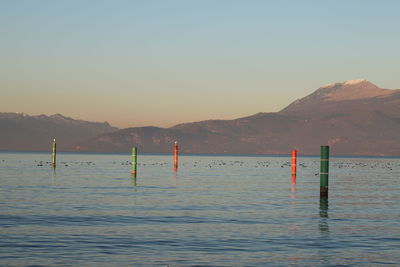 Scenic view of sea against clear sky