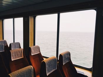 Scenic view of sea seen through window