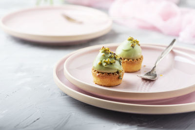 Close-up of cake served on plate