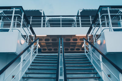 Low angle view of staircase in cruise ship