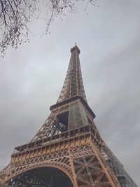 Low angle view of eiffel tower against sky