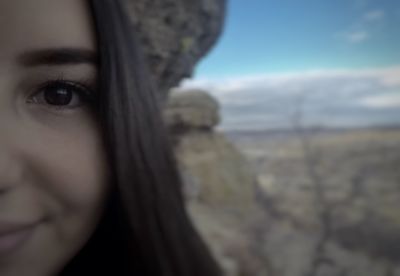 Close-up portrait of beautiful young woman