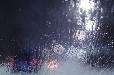 Close-up of wet window during rainy season