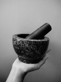 Close-up of mortar and pestle