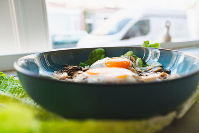 Close-up of meal served in bowl