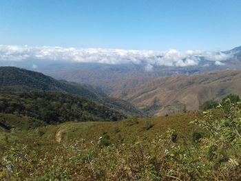 Scenic view of mountains against sky