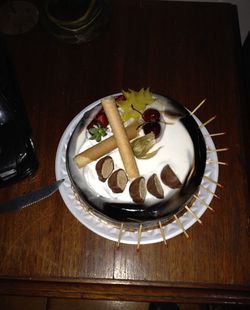 Close-up of served food in plate