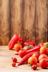 Close-up of tomatoes on table