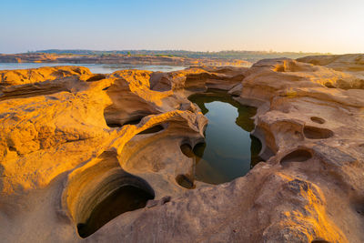 Rock formations at sunset